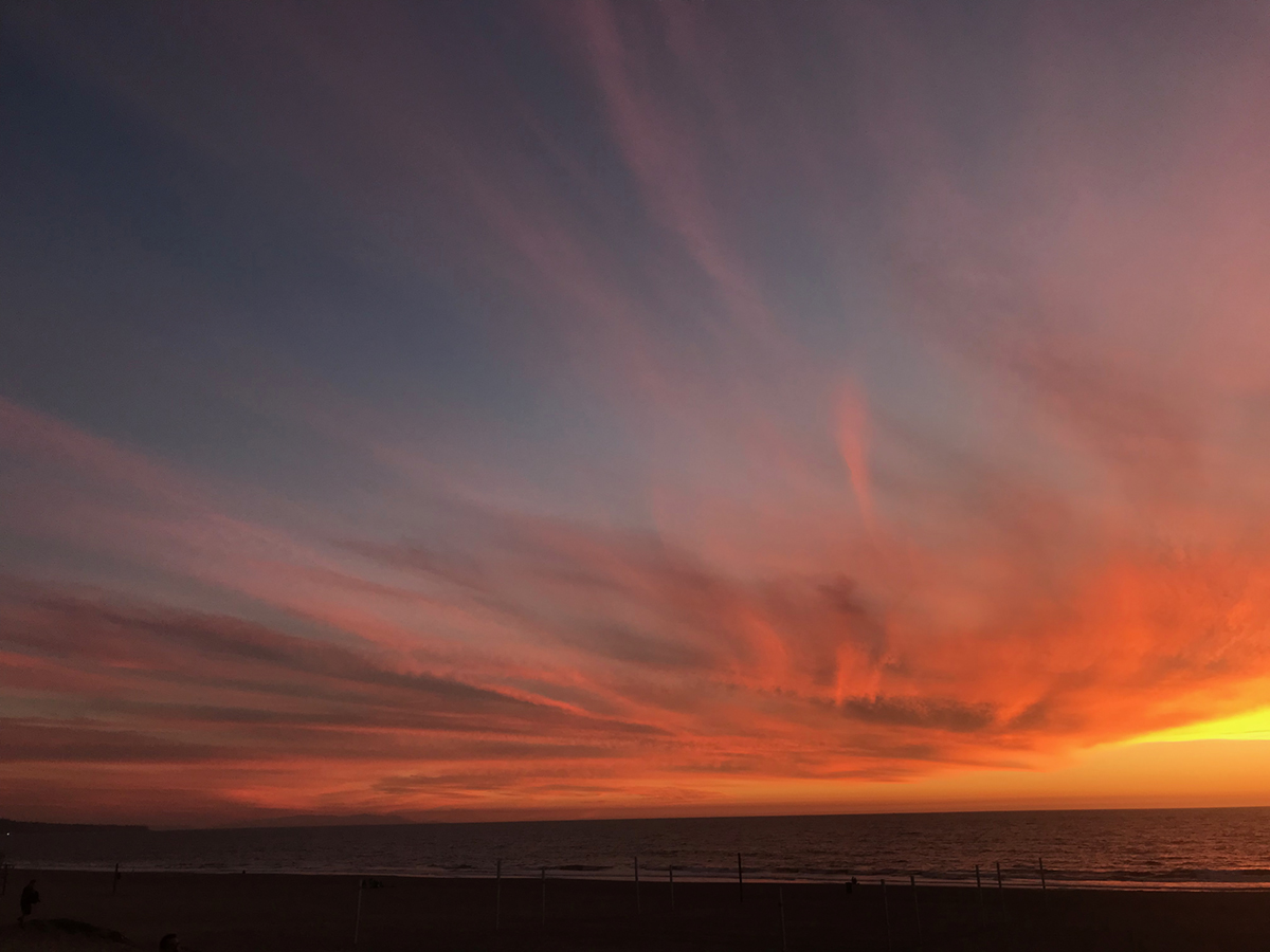 fire sunset over ocean