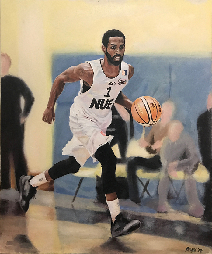 18x24 oil on canvas basketball player