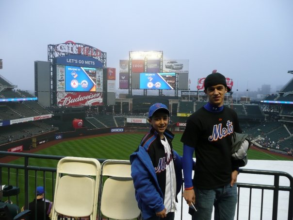 photo of me and my younger brother at a Mets game